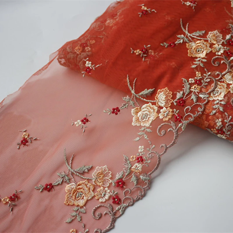 

10Meters Embroidery Lace Trim DIY Lingerie Accessories Floral Embroidered Mesh Fabrics for Clothes Sewing Craft High Quality