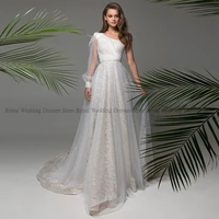 high quality a line wedding dresses sashes tulle applique one shoulder open beck 2022 summer floor length gowns robe de ma