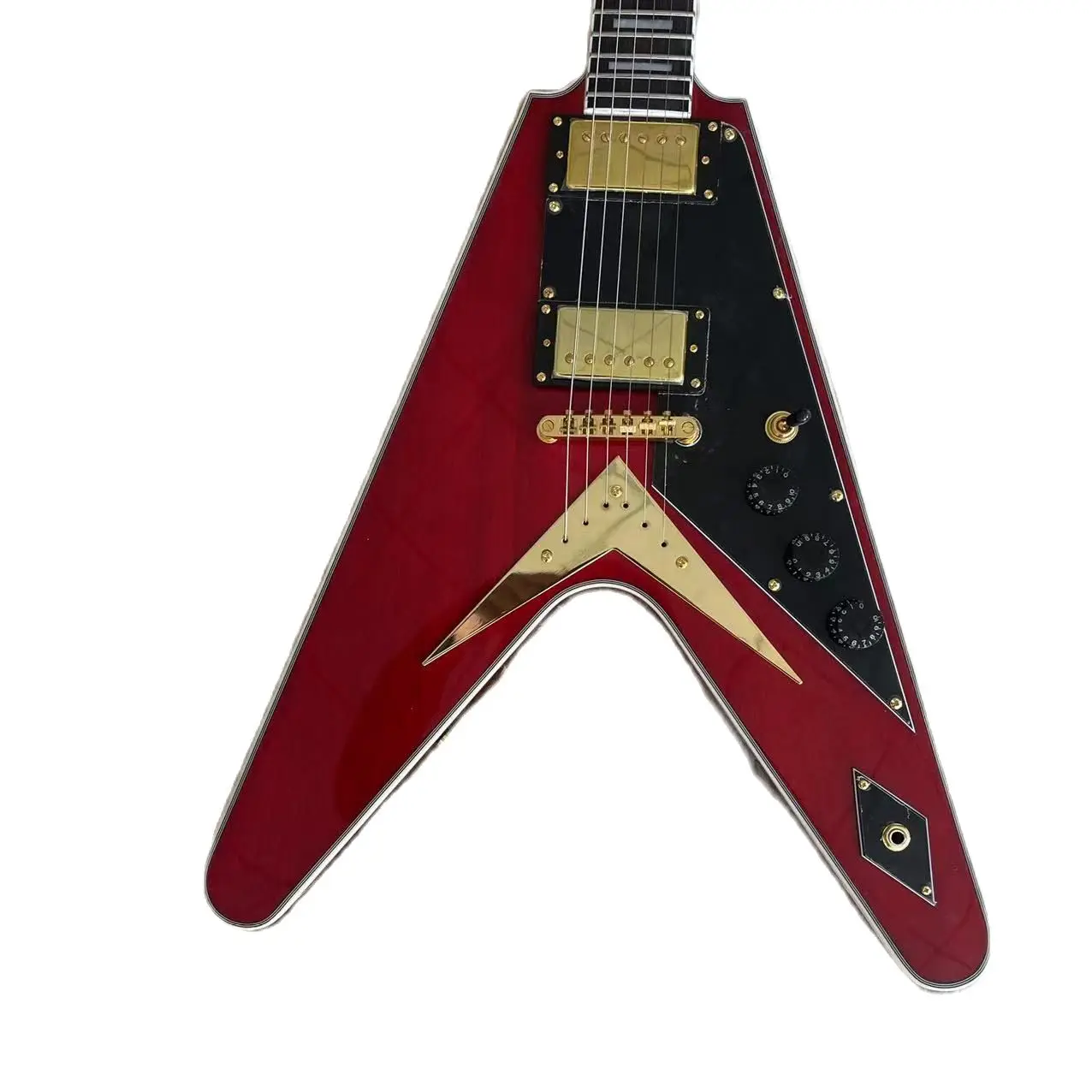 

V-type electric guitar, burgundy high gloss, real delivery picture, can be modified and customized, free package and mail to hom