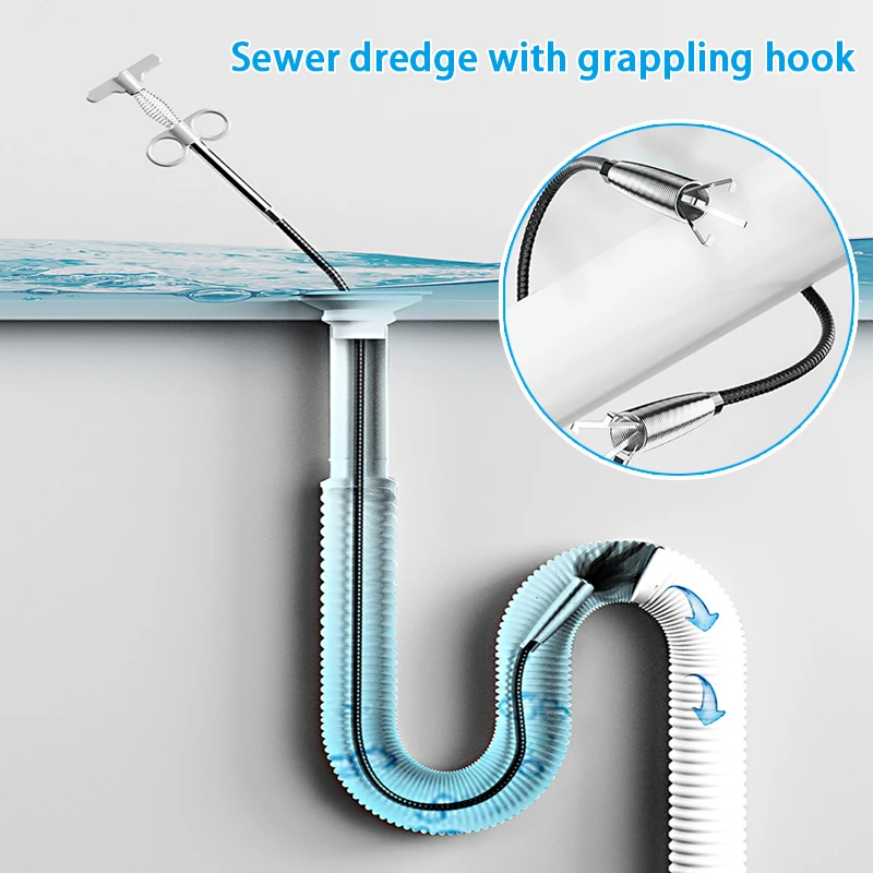 

0.9/1.6m Sewer Pipe Dredging Extractor Flexible Metal Grabber Claw Reacher Tool Drain Clog Remover Cleaning Tool Home Clean Tool