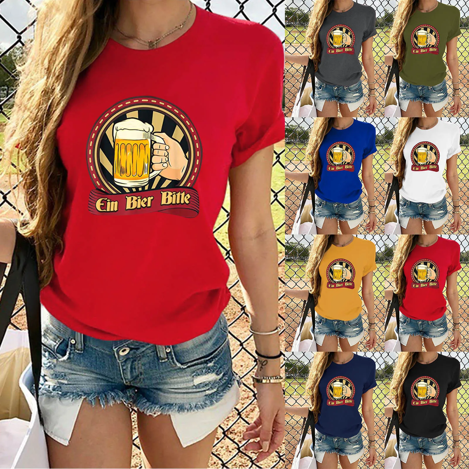 

Женская футболка с коротким рукавом и круглым вырезом, в полоску