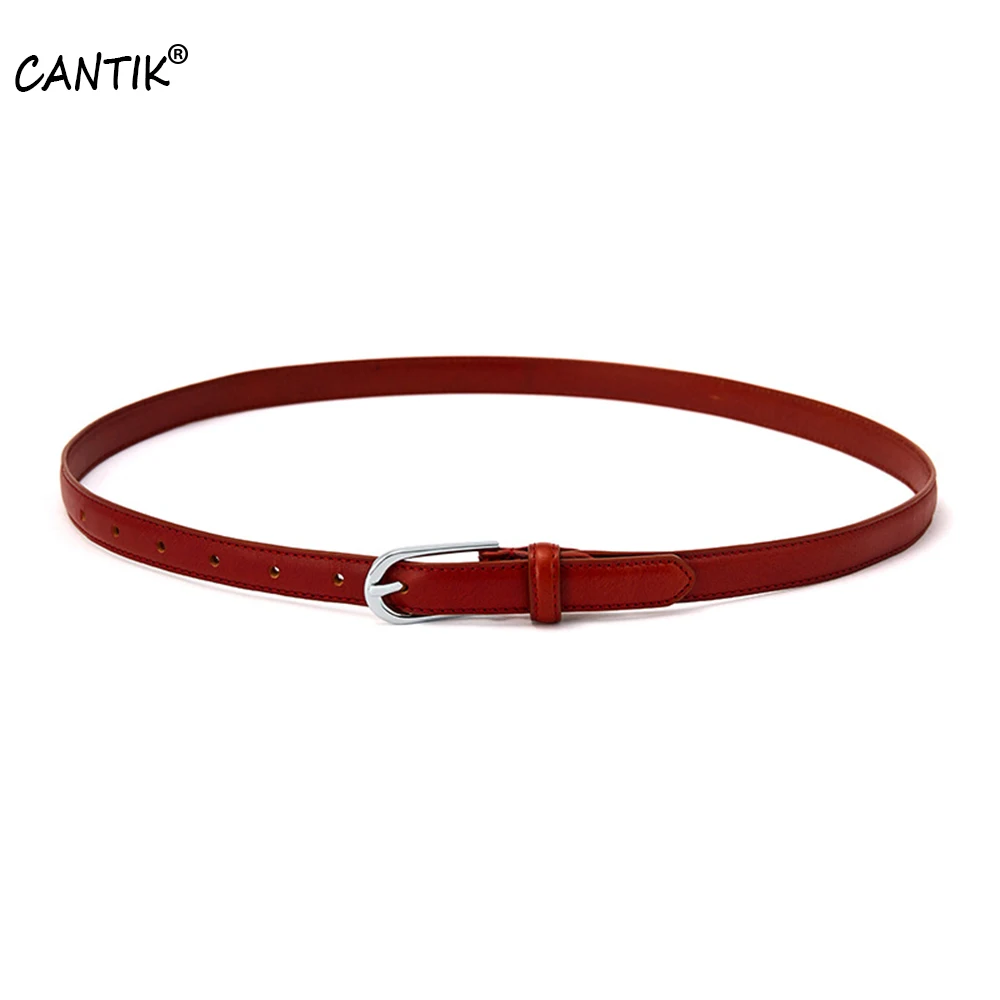 CANTIK Retro Alloy Pin Buckle Metal Jeans Female Style Clothing Accessories Quality 100% Cow Genuine Leather Belt for Women