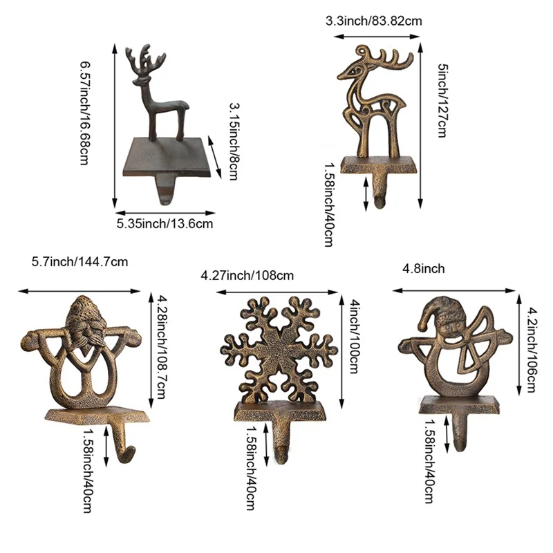 2 шт. набор держателей для рождественских чулок камина металлический снеговик