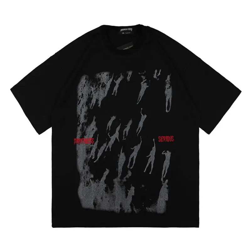 

Men T Shirt Hip Hop 2022 Summer Dark Streetwear Tie Dye Tshirt Printed Harajuku Short Sleeve T-Shirt Cotton Tops Tees Oversize