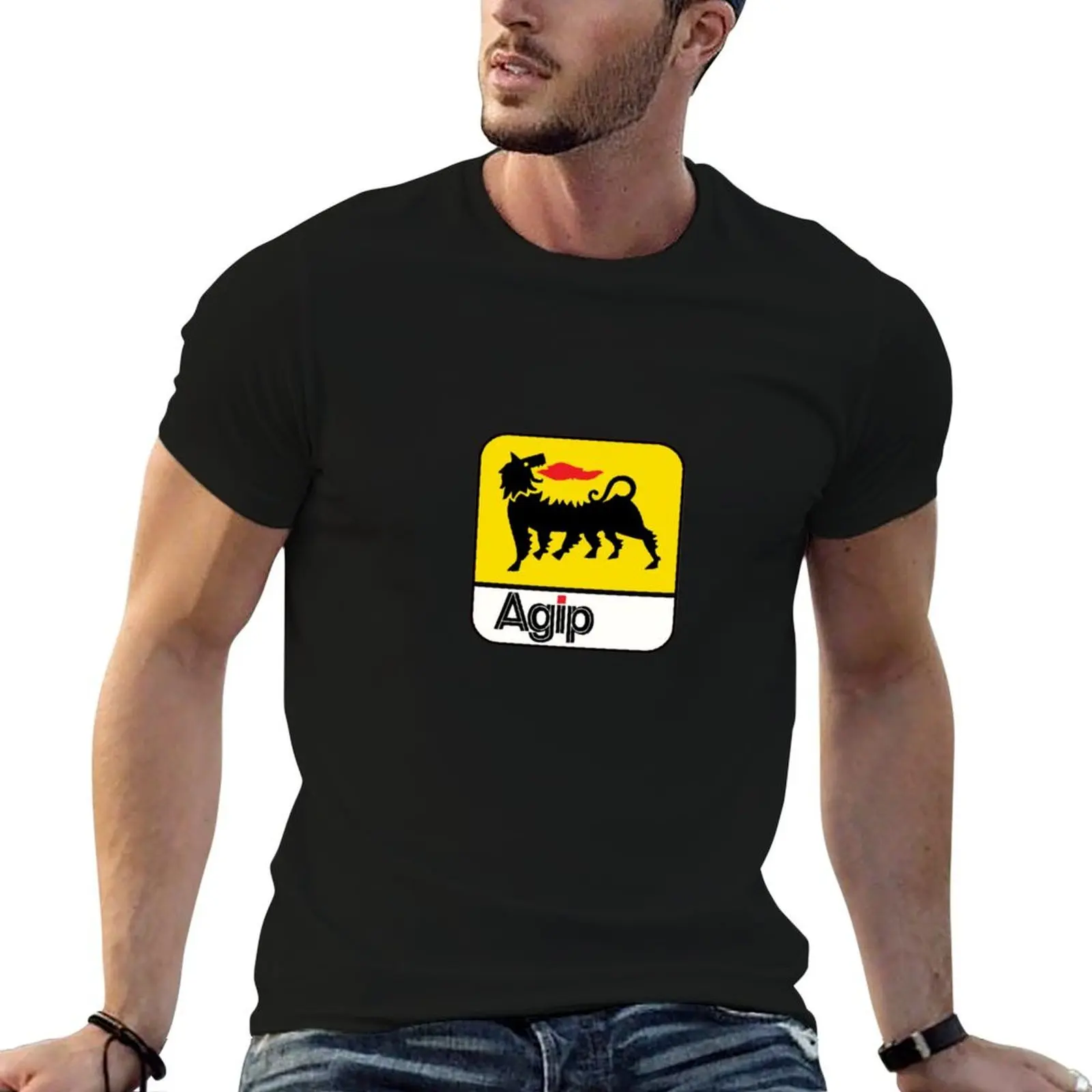 Фото Футболка с логотипом Agip, хлопковая футболка, футболка Pack Man, футболка №1