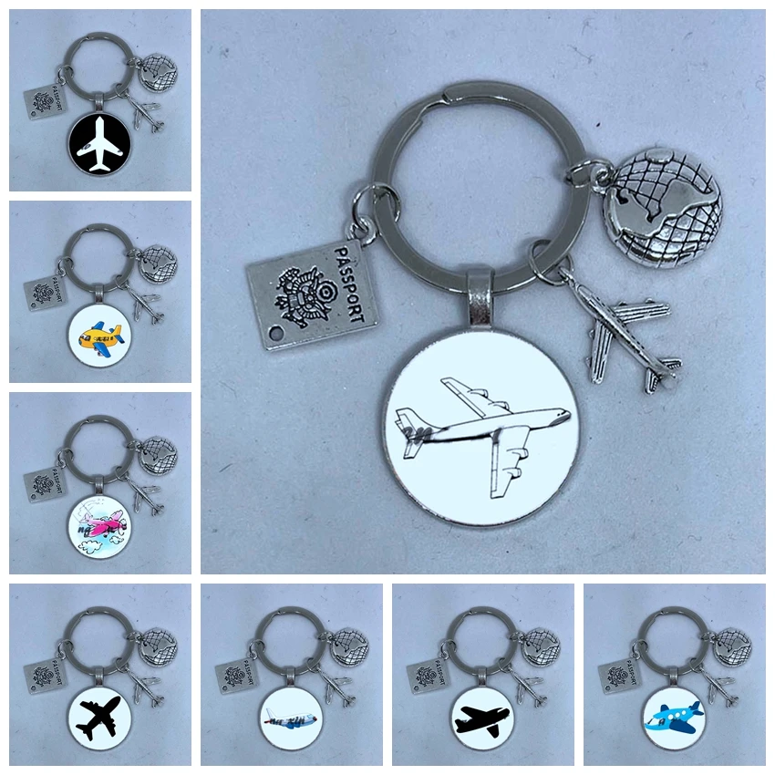 Модные ювелирные изделия купол стеклянный сплав брелок самолет металлическая
