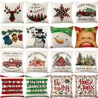 christmas pillow case santa snowman red pickup printed cushion cover xmas decorations sofa seat chair adornments pillow covers