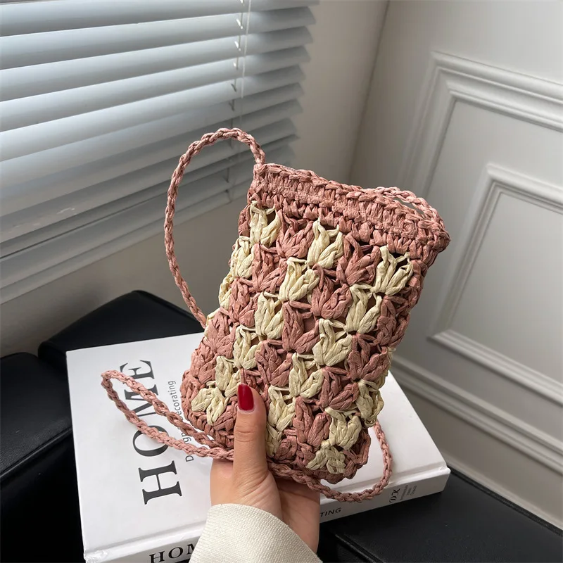 

Модная Плетеная соломенная сумка из ротанга, маленькие сумки-слинги с клапаном для женщин, роскошная дизайнерская сумка через плечо, пляжны...