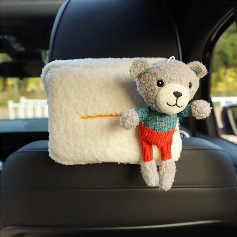 

Plush Animal Tissue Box Cartoon Animals Car Seat Back Tissue Holder Headrest Tissue Box Hanging Tissue Holder Case Cute Doll