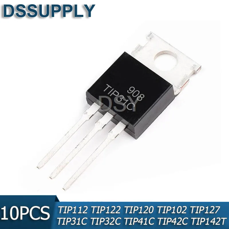 10 шт. TIP112 TIP122 TIP120 TIP102 TIP127 TIP142T TIP147T TIP31C TIP32C TIP41C TIP42C TO220 транзистор TIP142 TIP147 TIP31 TIP41