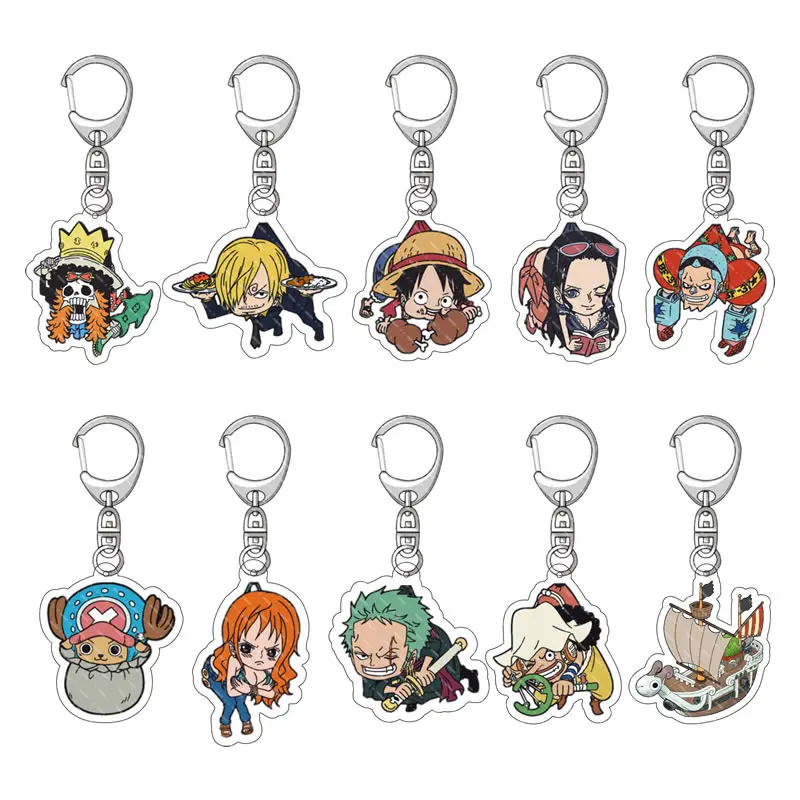 

New One Piece Anime Luffy Keychain Acrylic Cartoon Key Chian Kawaii Zoro Sanji Shankusu Katakuri Pendant Toy Kids Gift