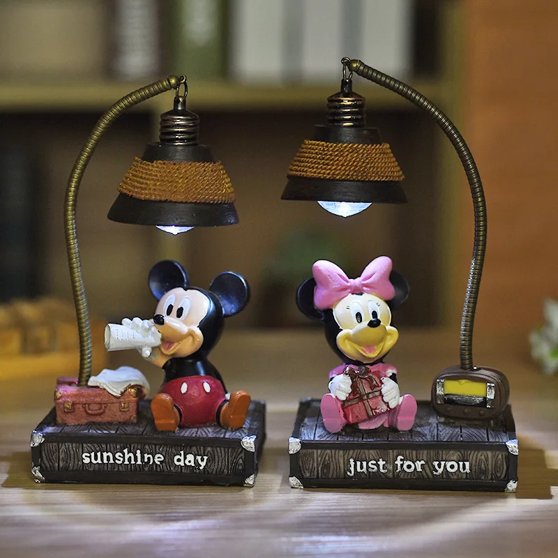 

Фигурки героев мультфильма «Микки Маус» Disney, Светодиодные ночные светильник ильники, игрушки, креативное домашнее украшение из смолы, детс...