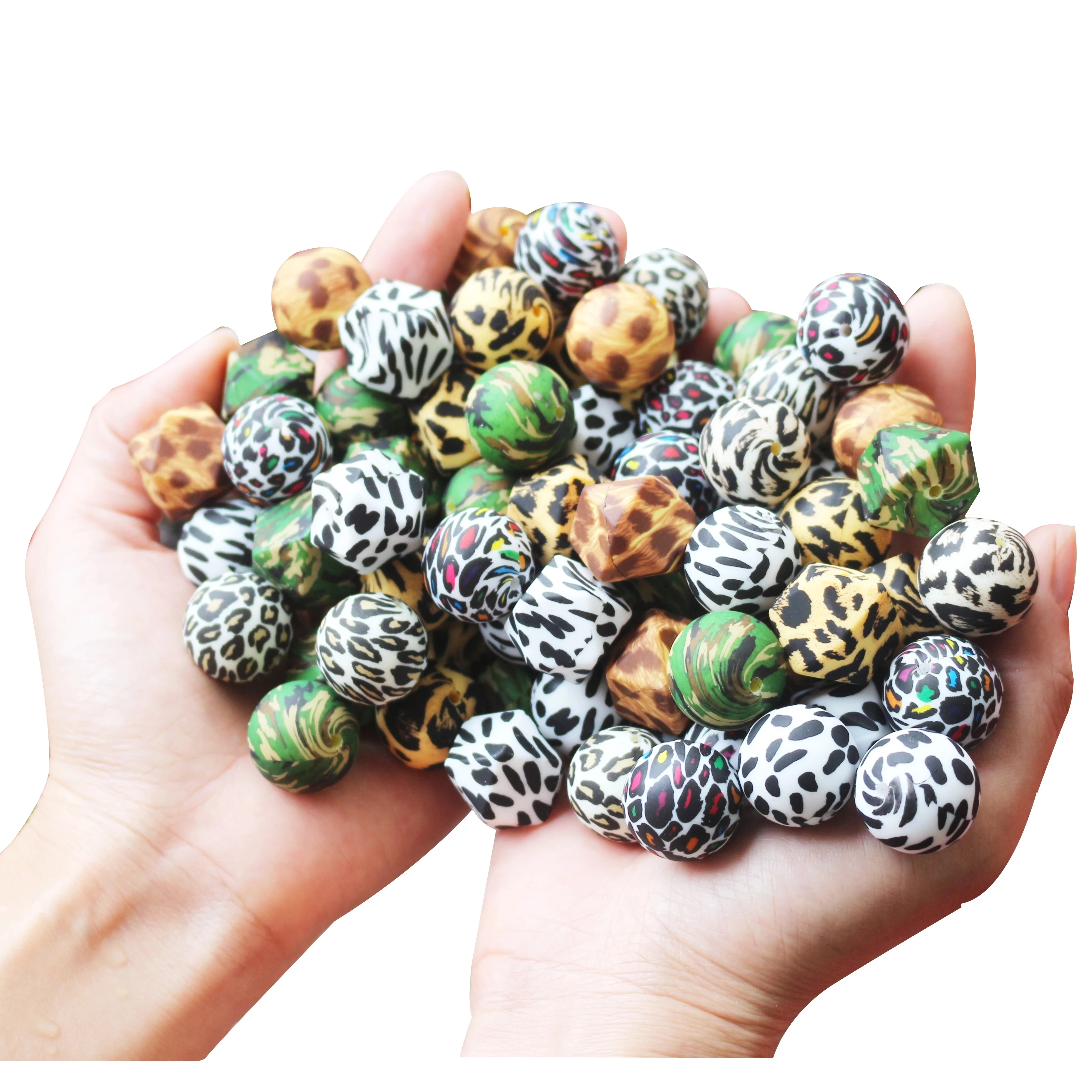 

10 шт./лот 15 мм Силиконовые Бусины Круглый Леопардовый принт корова точка детские бусины для прорезывания зубов детский Прорезыватель безоп...