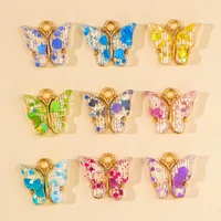 20pcs 9 color resin animal butterfly acrylic charms for jewelry making pendants necklaces cute earrings diy accessories findings