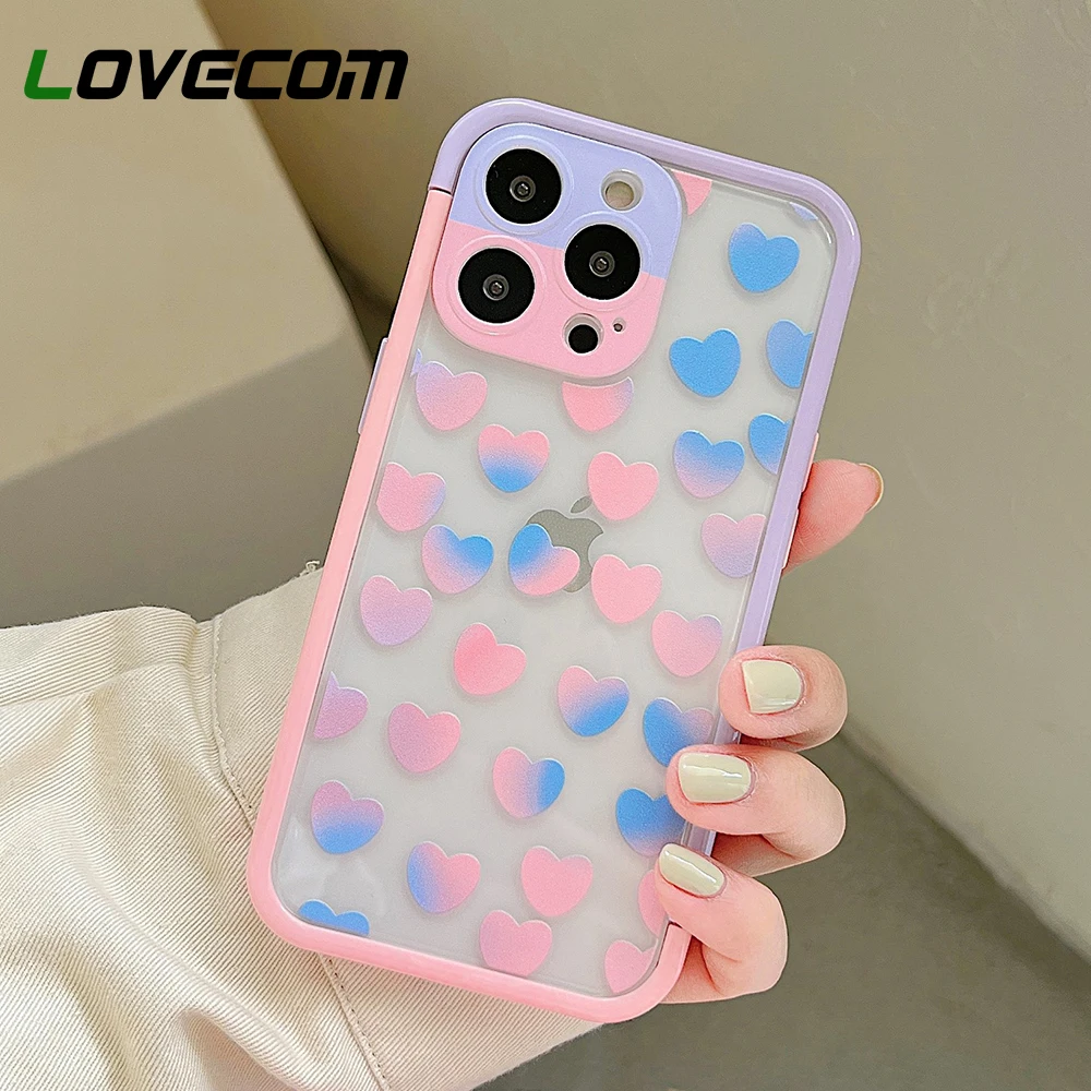 

Прозрачный чехол для телефона INS в Корейском стиле с сердечками для iPhone 13 Pro Max 11 Pro Max 12 Pro Max X XR XS Max, противоударный мягкий бампер, задняя крышк...