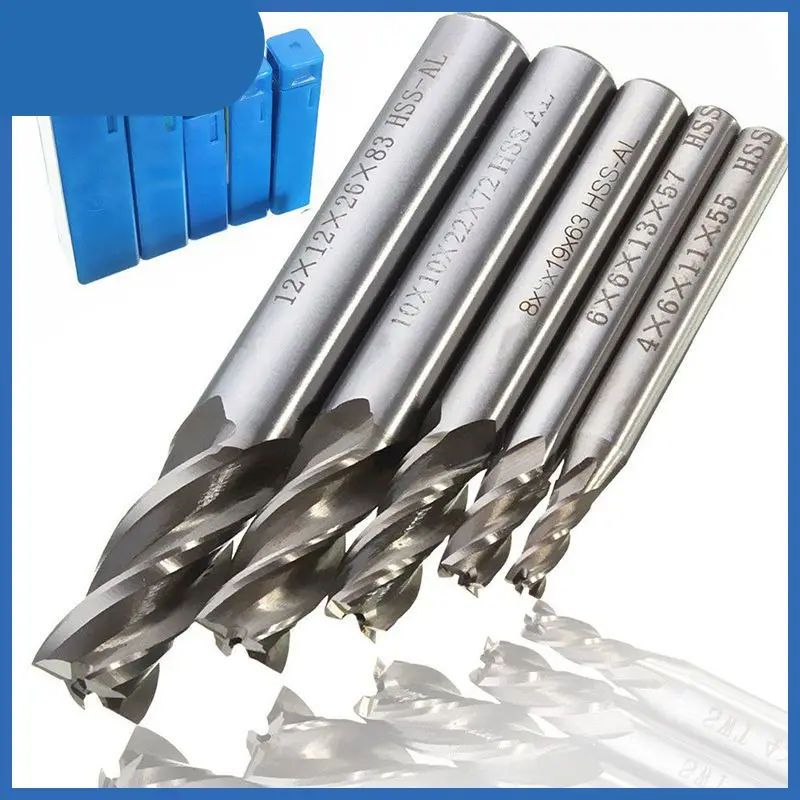 

Newest Diameter 4/6/8/10/12mm 5 Pcs 4 Flute HSS End Mill Router Bit Set Straight Shank Milling Cutter CNC Tool Flutes Drill Bit