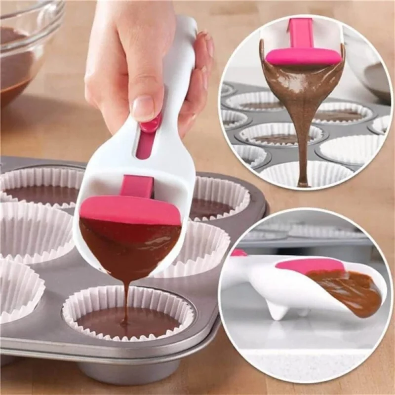 

1Pcs Chocolate Cake Batter Scoop Can Push Labor-saving Cupcake Scoop Cake Spatula Baking Utensils Distribution Chocolate Sauce