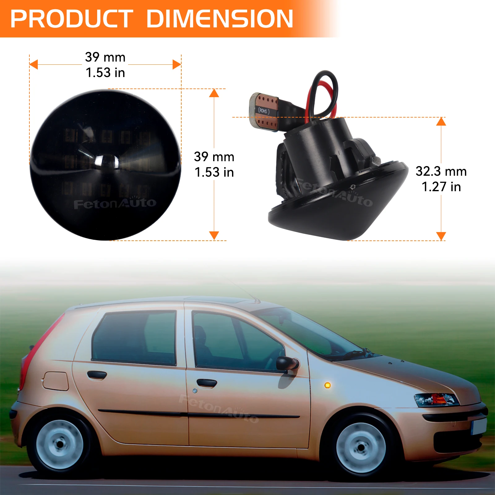 Фото 2 шт. для Fiat Punto 188 1999-2012 Doblo 2001-2005 светодиодный, динамические янтарные поворотники, боковые габаритные огни №4