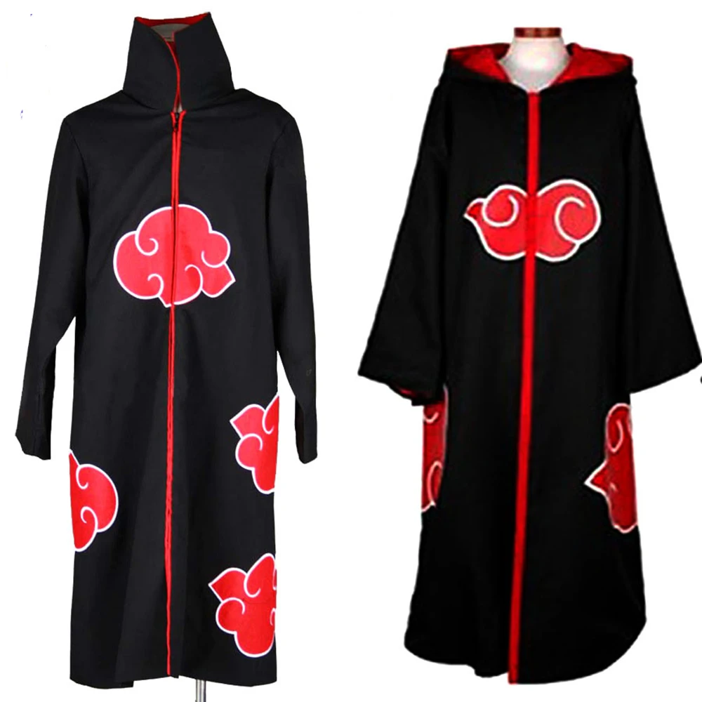 Akatsuki Cosplay Costumes Anime Coat Mantle Deidara Red Cloud Robe Halloween Clothing Black Cloak Adults Child Holiday Gift