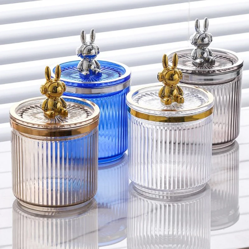 

Bathroom Makeup Container Lipstick Organizer Box Cute Rabbit Cotton Pad Holder Cotton Swab Rod Storage Box Cosmetics Jewelry