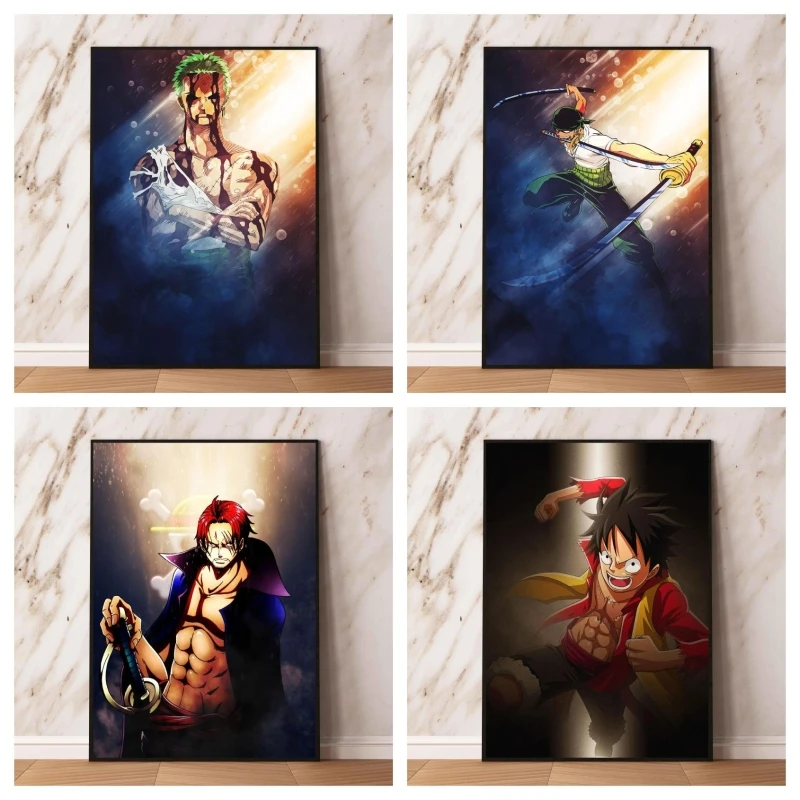 

Japanese Anime Canvas Paintings One Piece Luffy High Quality Art Modern Living Room Classic Children's Bedroom Decor Cartoon
