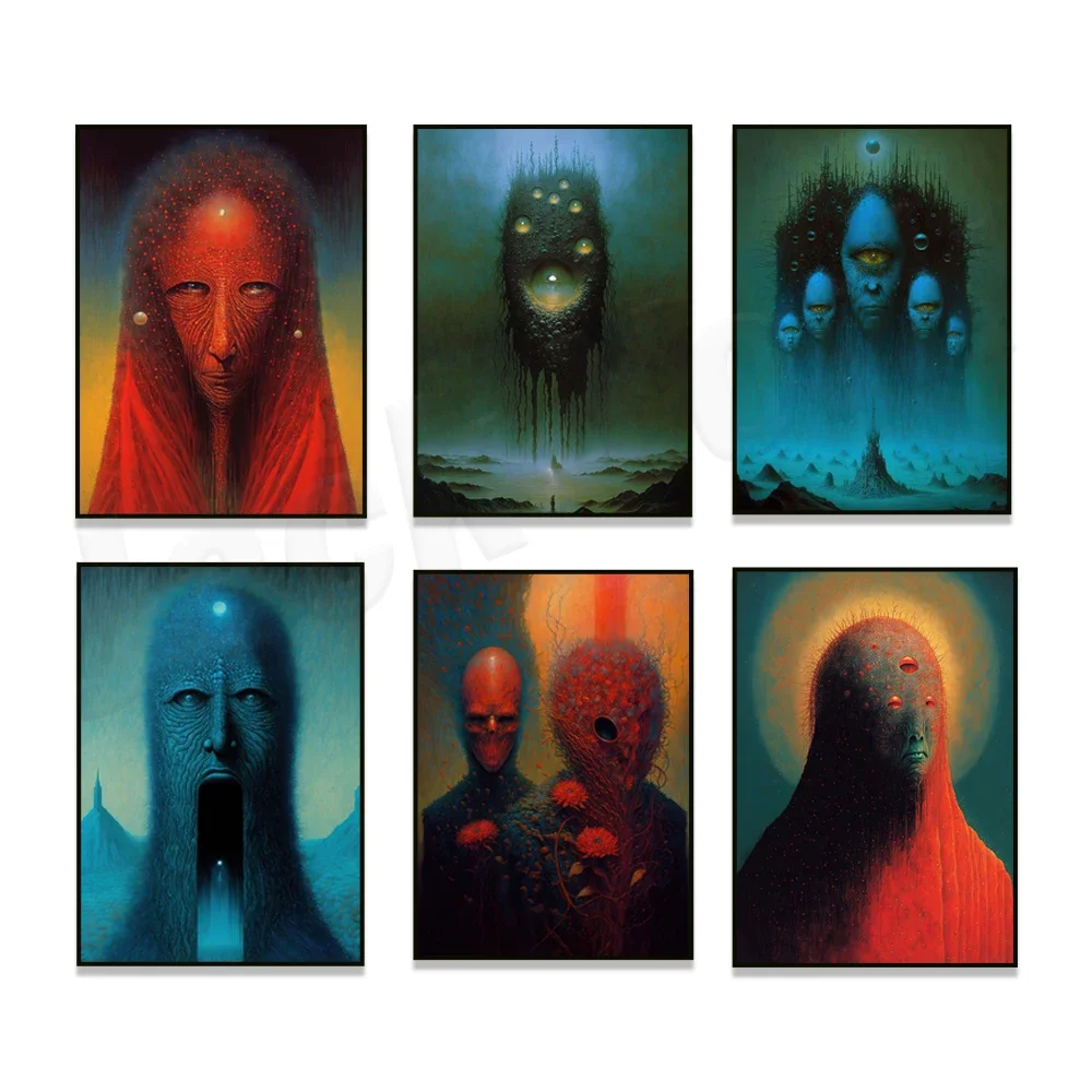 Плакат Zdzisław Beksiński польское искусство глаз судьбы сюрреалистический