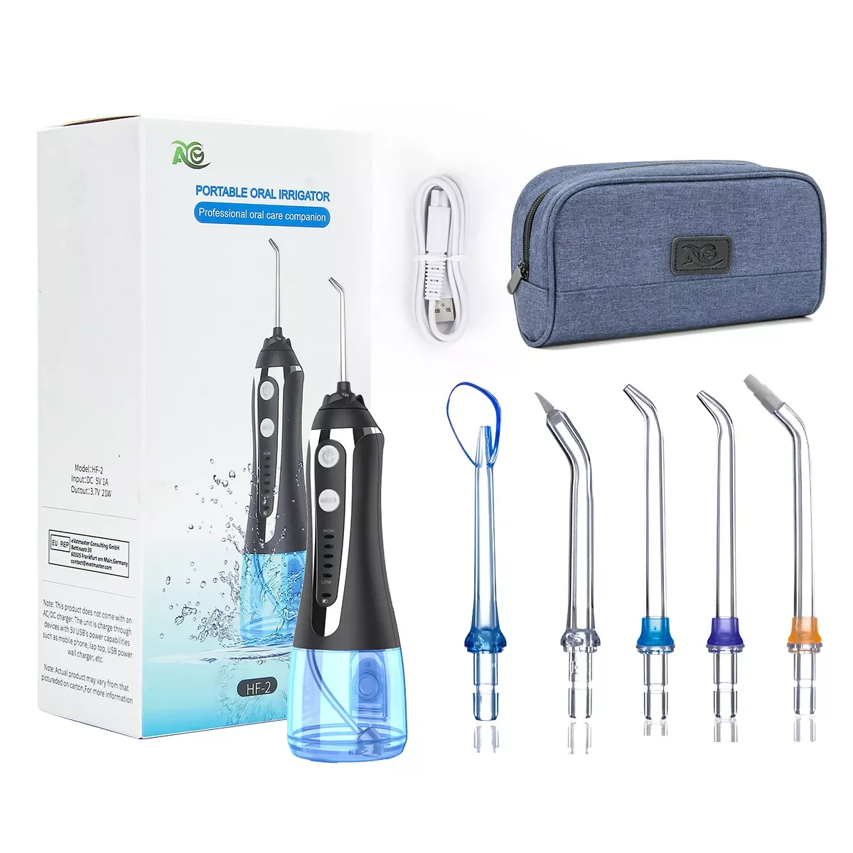 

AG portable oral irrigator usb rechargeable water flosser Dental Water Jet 300ML 5Models Water Tank Waterproof Teeth Cleaner