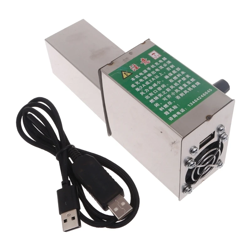 

Portable Turbo Blower Stainless Steel Air Collecting Tube Dual Fan USB BBQ Fan