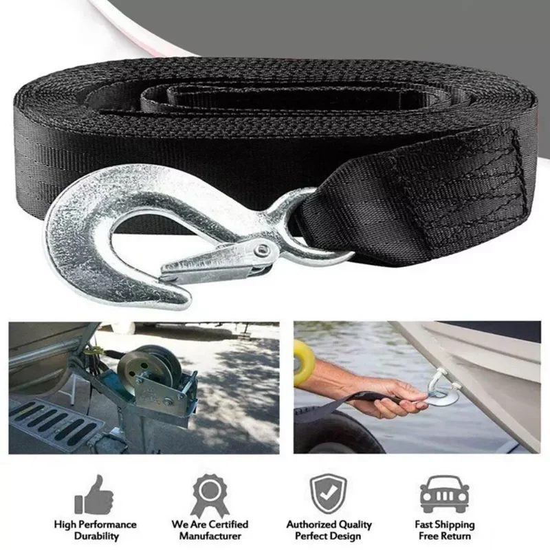 Winch Tow Loop Strap for Boat Trailer 4/6Meters Emergency Safety Strap Goods Fasten Belt for Boat A5KD