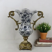 chinese antique ceramic decoration blue flower decorative vase