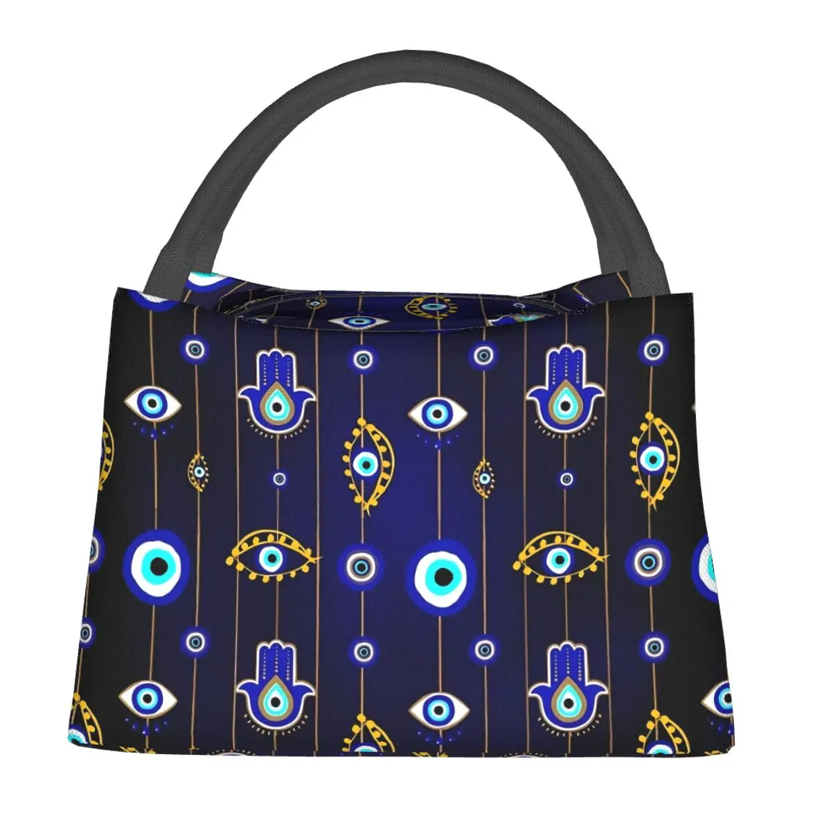

Hamsa Hand Print Lunch Bag Evil Eye Away Portable Lunch Box Office Graphic Design Cooler Bag Casual Oxford Thermal Lunch Bags