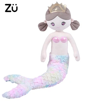 Cartoon Princess Mermaid Plush Toy Glittering Stuffed Little Mermaid Doll Girl Room Decor Girlfriend Birthday Gifts
