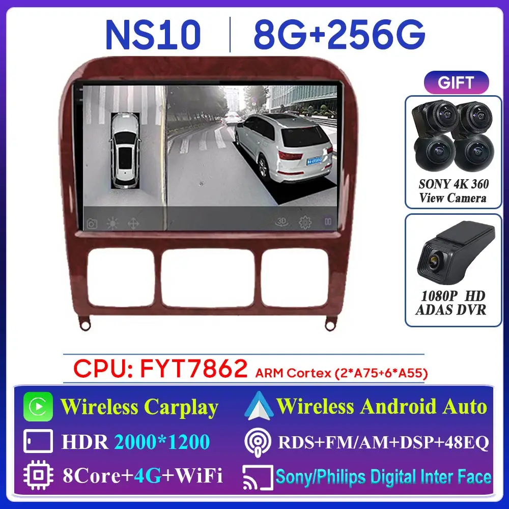 

Для Mercedes Benz S Class W220 S280 S320 S350 S400 S430 S500 S600 AMG 1998-2005 Автомобильный радиоприемник Carplay GPS-навигация Wi-Fi Стерео DVD