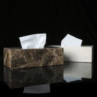 Nordic Natural Marble Tissue Box Bathroom Rectangular Paper Box Hotel Home Decoration Napkin Storage Box Desktop Decoration