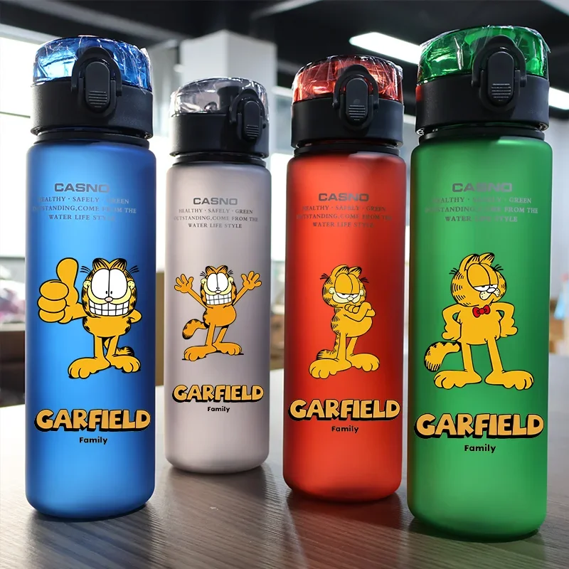560ML Children's The Garfield Show Leak Proof Water Cup Outdoor Travel Portable Large Capacity Plastic Bottle