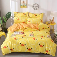 2022 cute yellow duck printing 34pcs winter bedding set duvet cover bed flat sheet pillowcase bedroom supplies dropshipping