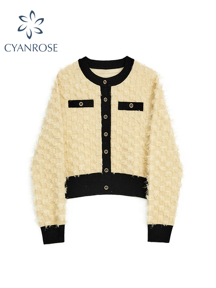 

Women's Cardigan Knitted Sweater Fashion Ladies Loose Long Sleeve Knit Sweater Korean Y2K Vintage Off White Jumper Top Clothes