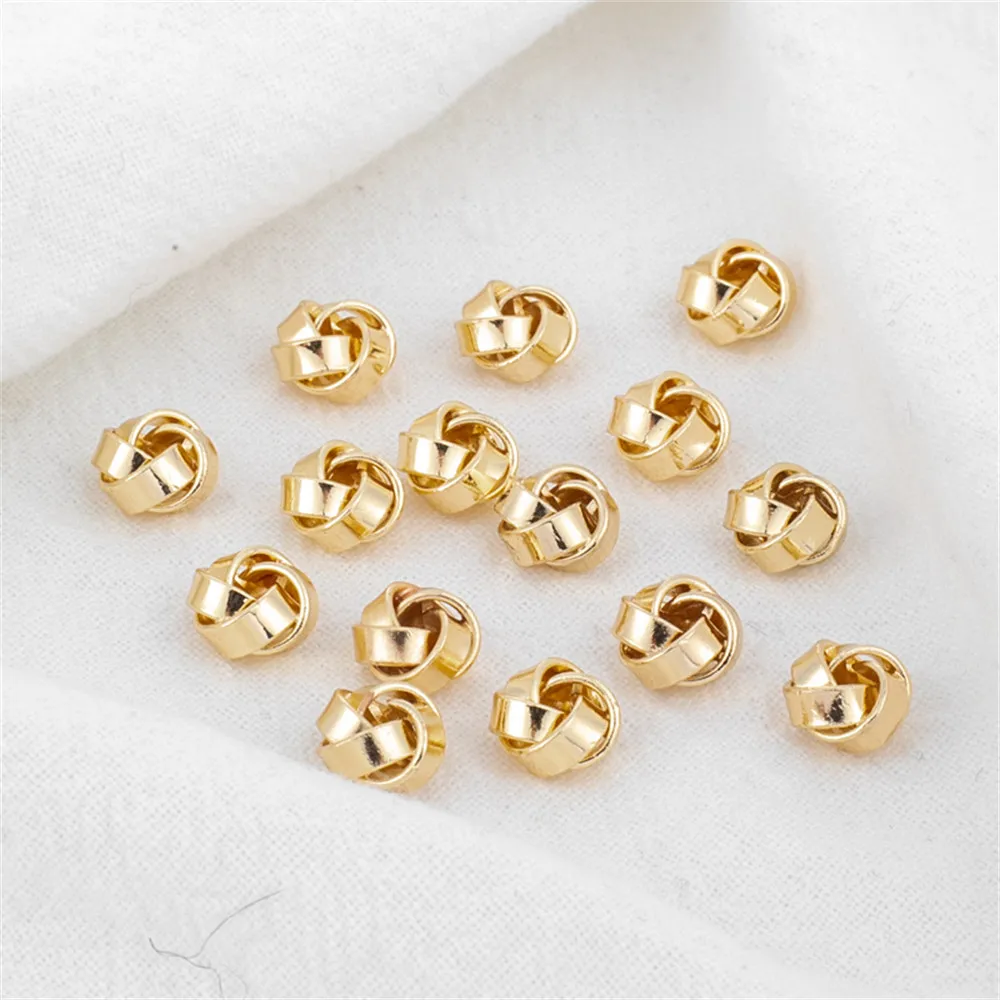 

18k gold-coated smooth knotted beads 5 * 8mm hemp rope loose beads DIY bracelet necklace spacer jewelry with beads