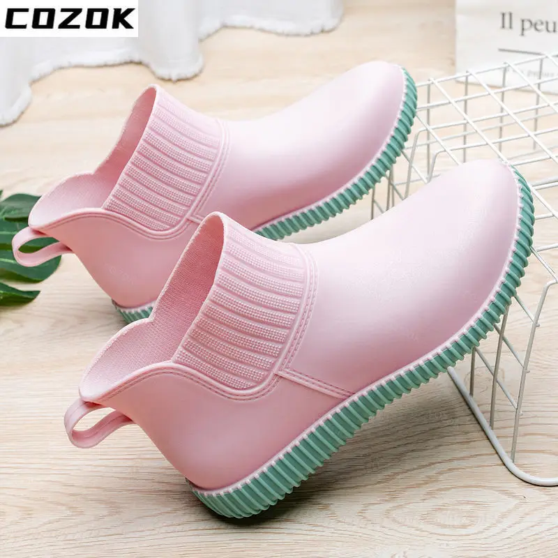 2022 Summer Rain Boots Women Low-top Waterproof Shoes Plus Velvet Integrated Non-slip Sole Work Rubber Shoes Fashion Rain Boots