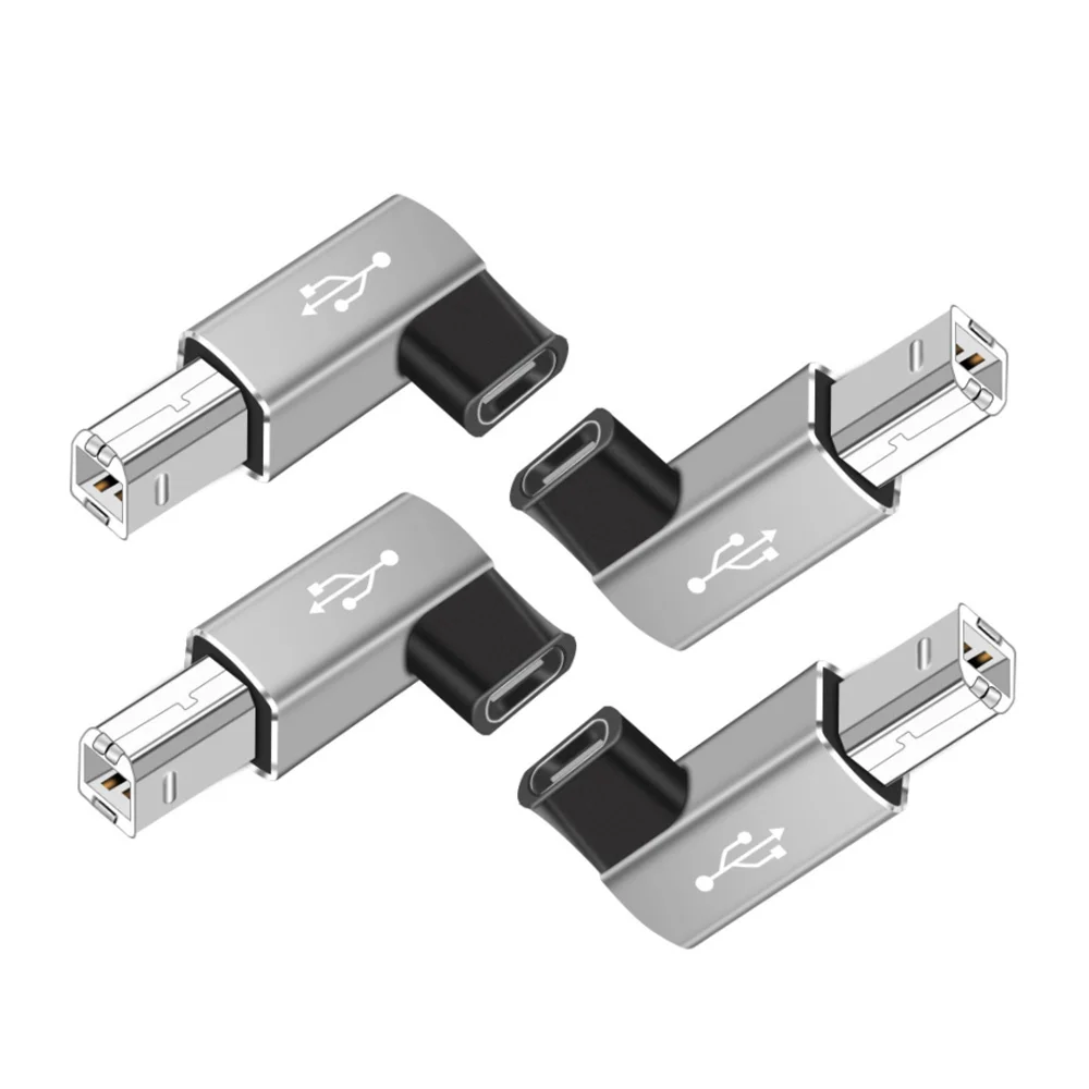 

4 упаковки, адаптер USB C на Midi 90 градусов, Переходник USB C гнездо на USB B штекер для принтеров, MIDI, электронные пианиты, серебристо-серый