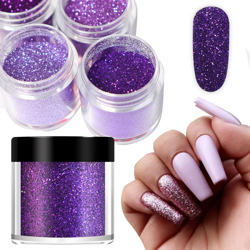 

10 мл дизайн ногтей фиолетовый блеск цвета сверкающий Мерцающий Порошок для УФ Гель-лак для ногтей