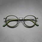 Оправа для очков в титановой оправе для мужчин и женщин, винтажные круглые оптические аксессуары из ацетата по рецепту, в Корейском стиле, роскошная в ретро стиле, 2021