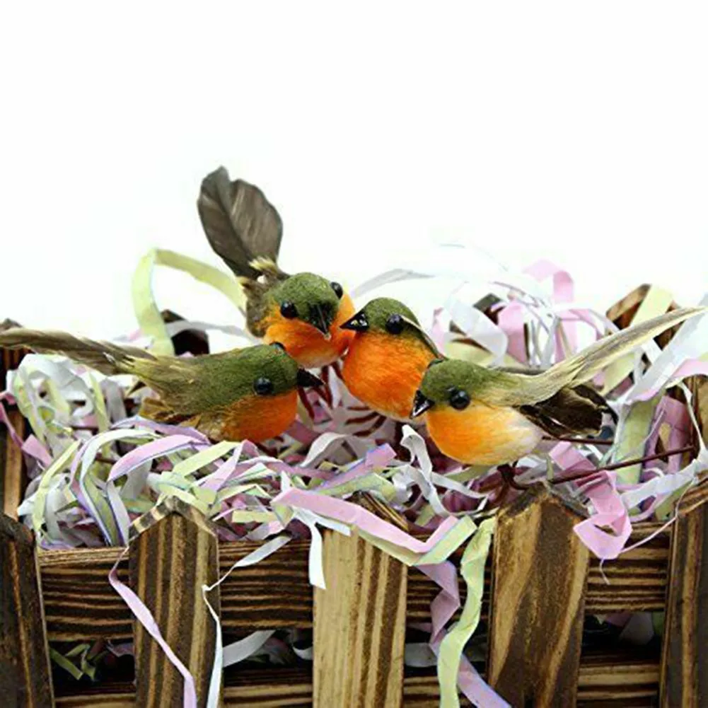 

12PC Robin Bird Christmas Tree Decor Craft Artificial Feather Christmas Tree Merry Christmas Ornaments Home Garden Wedding Decor