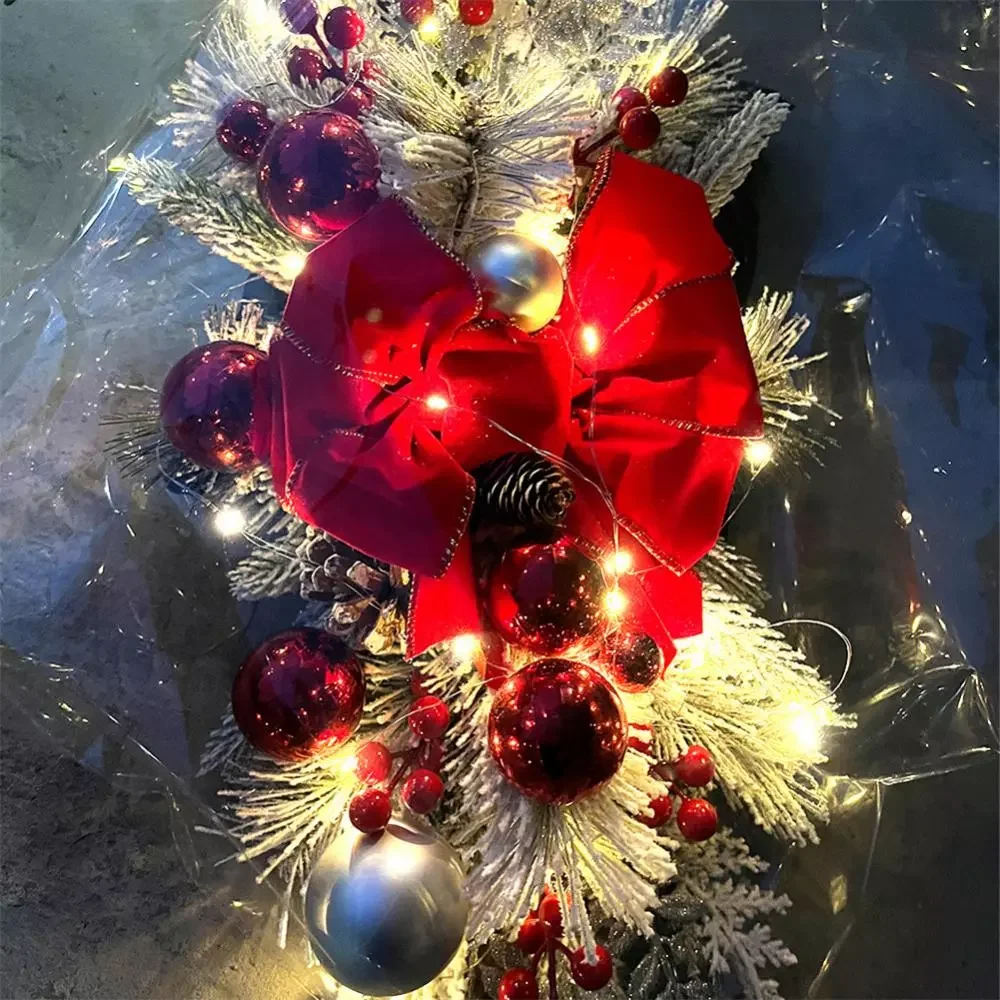 

Wreath With Light Rattan Garland Home Front Door Wall Christmas Decoration Curtain Stair Garland Pendant Hanging Decor