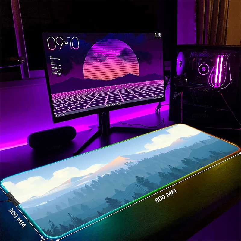 

Firewatch Large RGB Gamer Mousepad Mouse Mat Gaming Mousepads LED Keyboard Mats Luminous Desk Pads Mouse Pad For PC