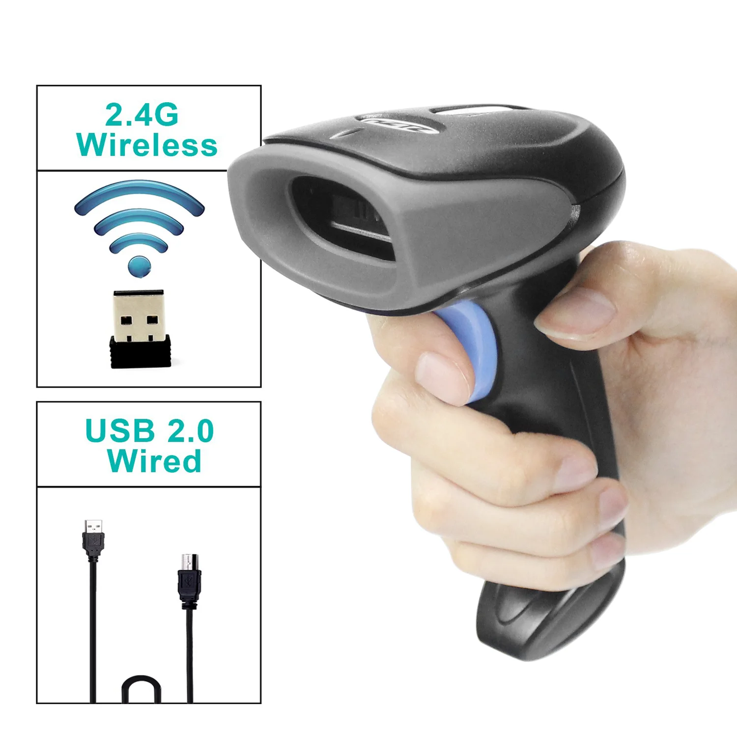 Usb Wired/ 2.4g Wireless 1d Bar Code Reader For Inventory Po