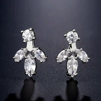 2022 new elegant charm white color leaf zircon stud earrings for womens fashion jewelry wedding party accessories valentine gift