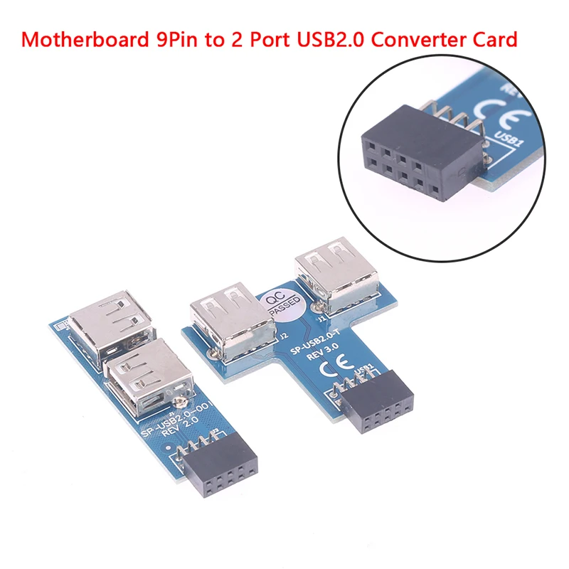 

USB HUB 9Pin PC Host Internal Motherboard USB 2.0 Hub 9Pin to 2 Port USB A Female Splitter Converter PCB Board Extender Card NEW