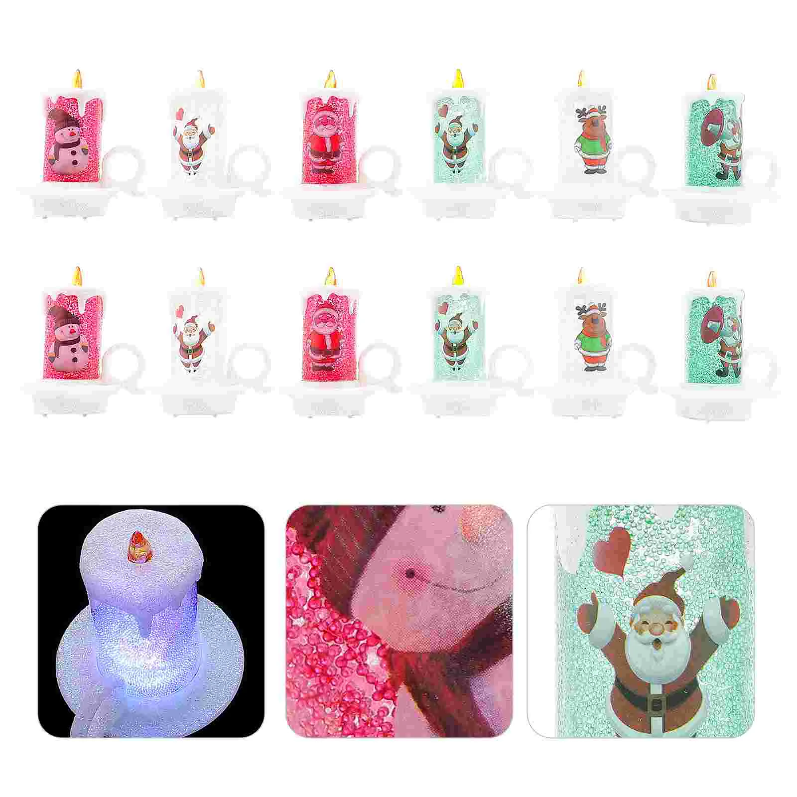 

12Pcs Christmas Electronic Lights Shape Small Lights Table Ornaments