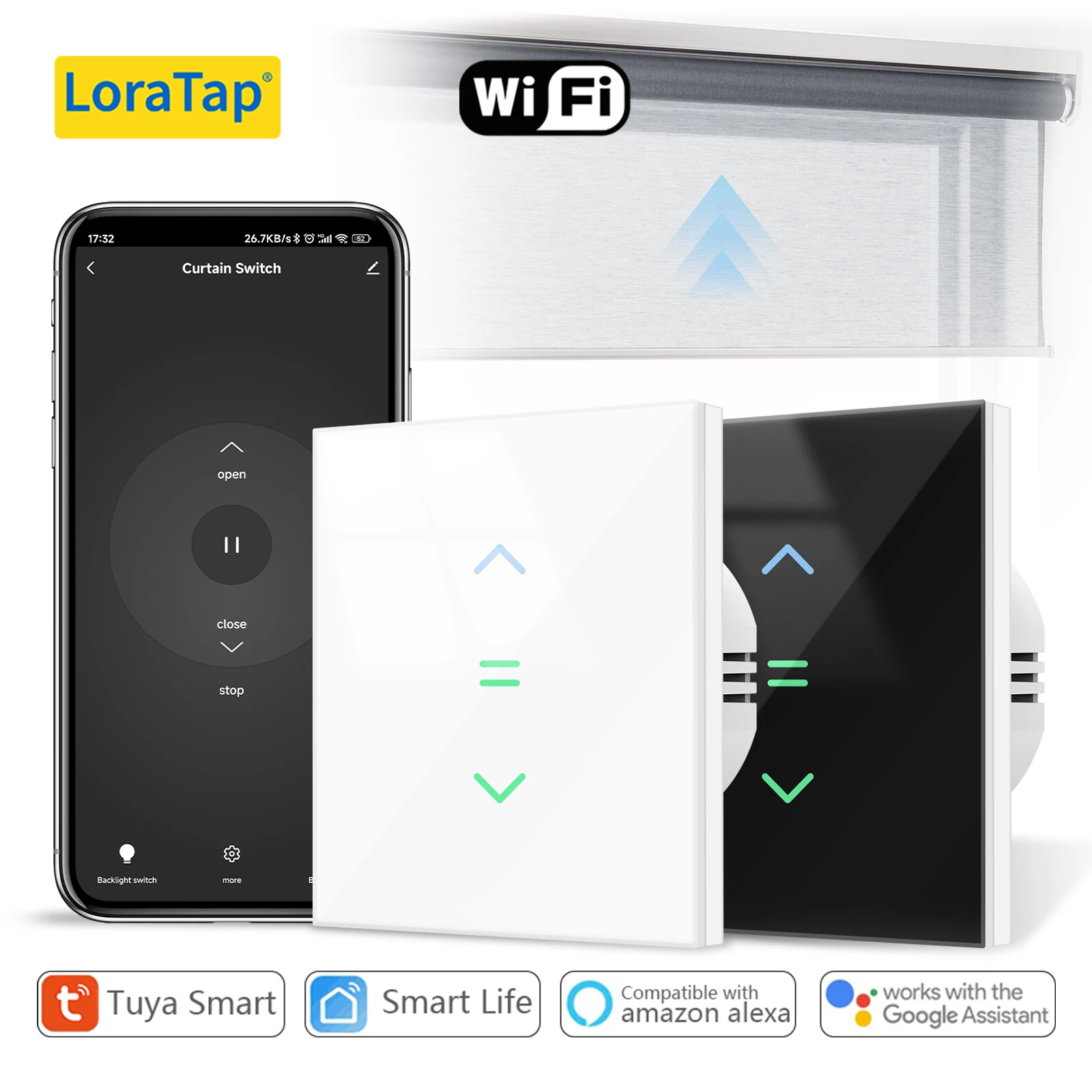 Loratap Wifi Tende Tende Avvolgibili Interruttore Retroilluminazione Tuya Smart Life App Telecomando Google Home Alexa Voice